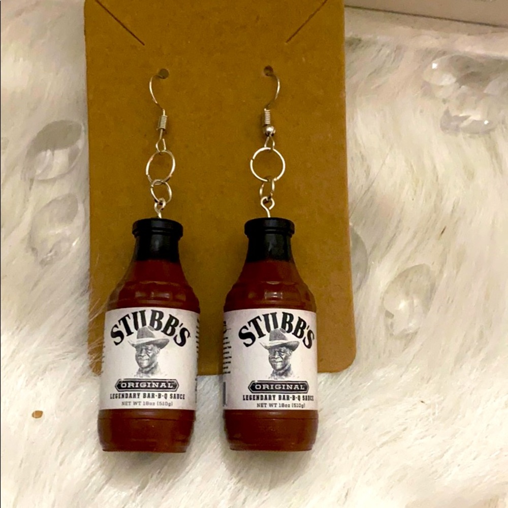 Mini Stubbs BBQ sauce earrings